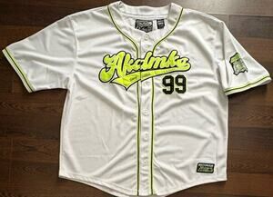 Vintage Akademiks Heavy Hitters 99 Baseball Jersey White Neon 3XL Y2K Baggy Rare